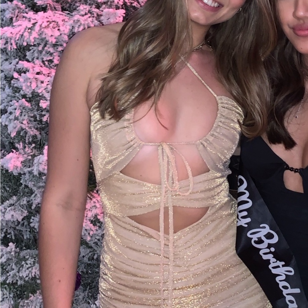 Shimmering Gold Halter Dress